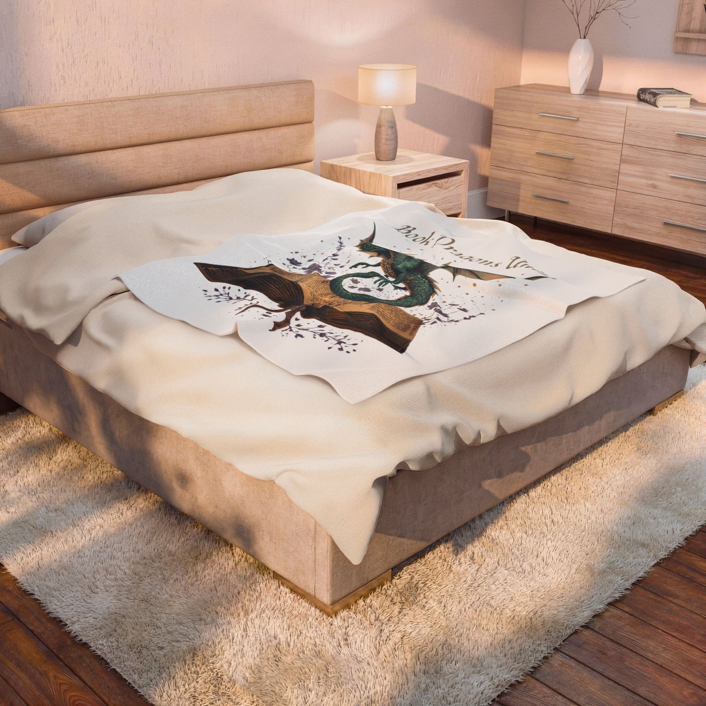 Book Dragons Unite Blanket | Fantasy Dragon, Open Book Illustration