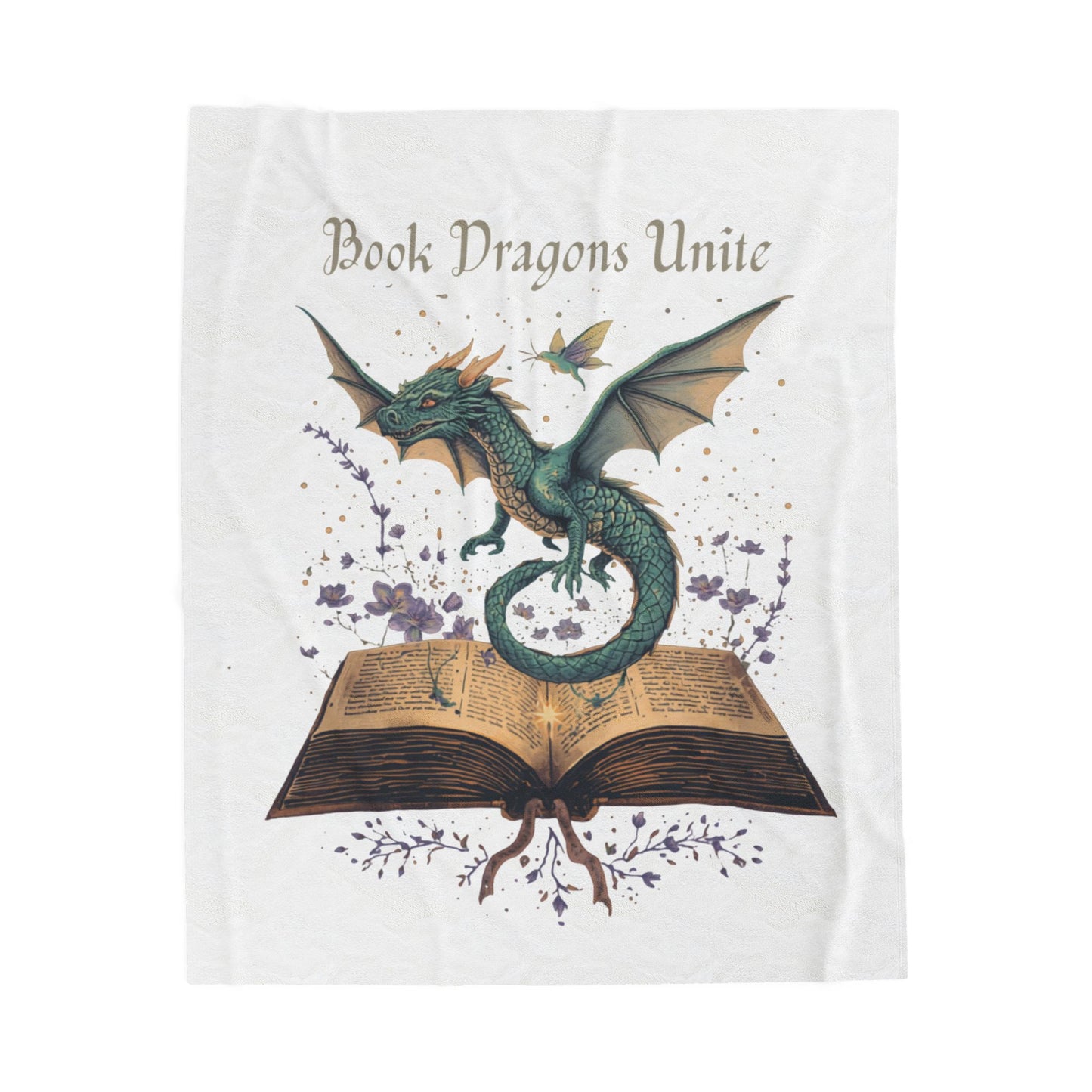 Book Dragons Unite Blanket | Fantasy Dragon, Open Book Illustration
