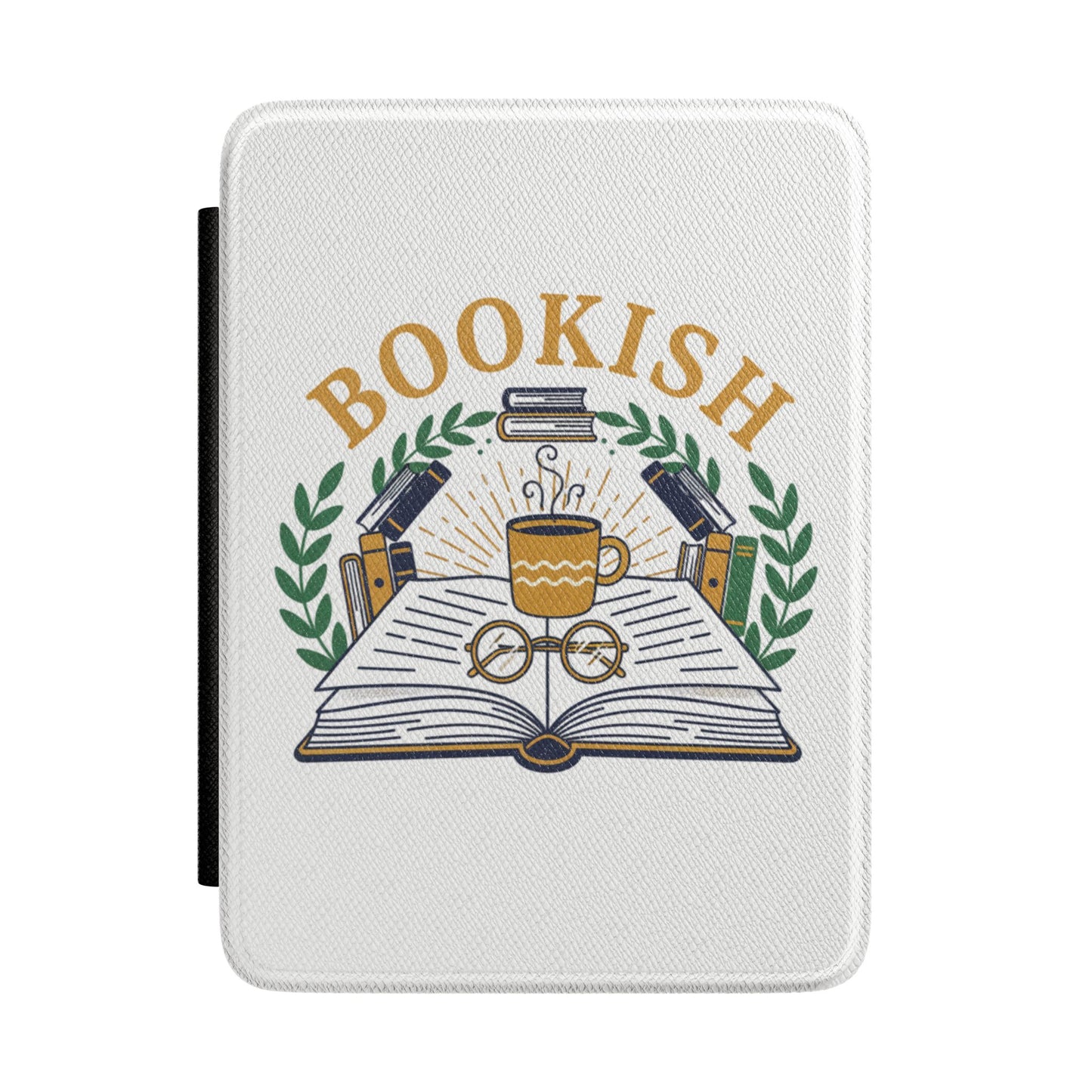 Bookish Illustration Kindle Case | Open Book, Coffee, Glasses